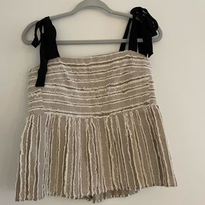 Anthropologie Ruffled Tie Tank Top
